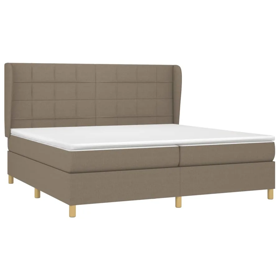 Sommier à lattes de lit avec matelas Taupe 200x200 cm Tissu - 3