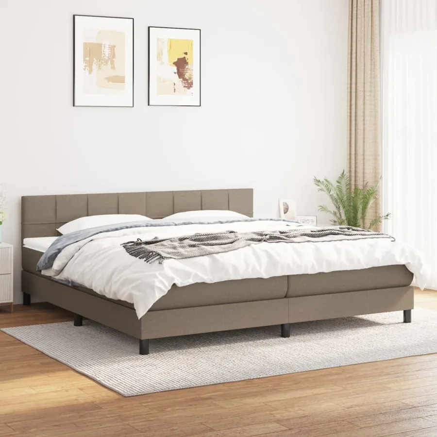 Sommier à lattes de lit avec matelas Taupe 200x200 cm Tissu