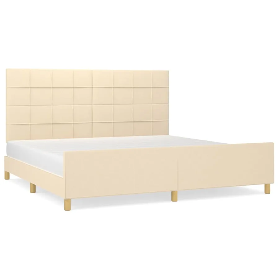Cadre de lit sans matelas crème 200x200 cm tissu - 2