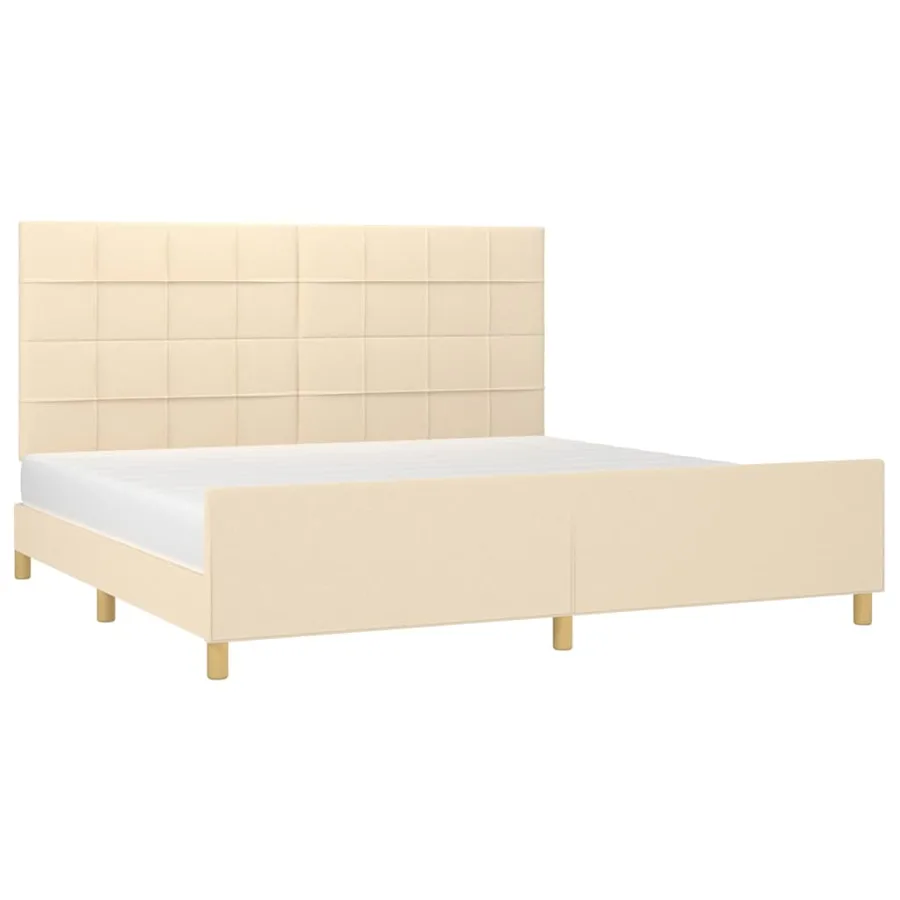 Cadre de lit sans matelas crème 200x200 cm tissu - 3