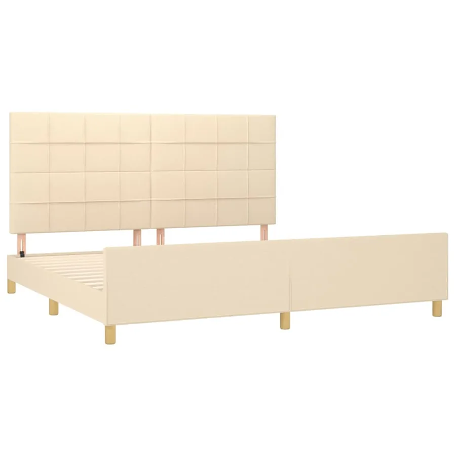 Cadre de lit sans matelas crème 200x200 cm tissu - 4