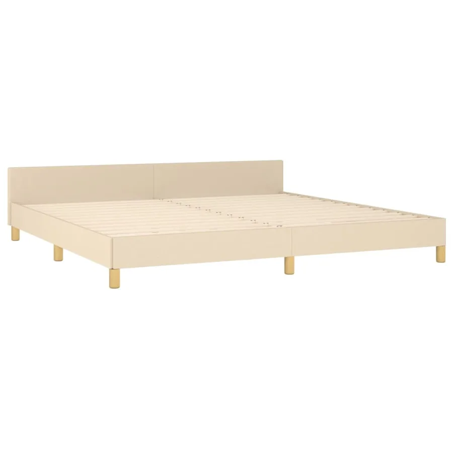 Cadre de lit sans matelas crème 200x200 cm tissu - 5
