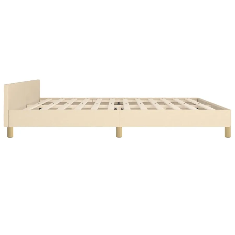 Cadre de lit sans matelas crème 200x200 cm tissu - 7
