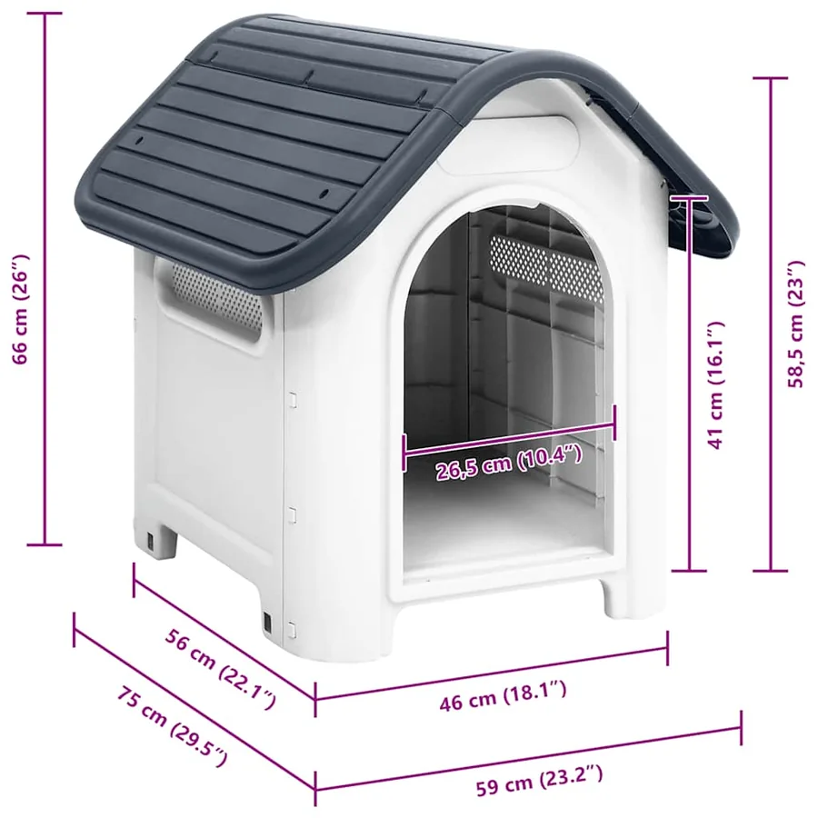 Niche pour chien Gris 59x75x66 cm Polypropylène - 8