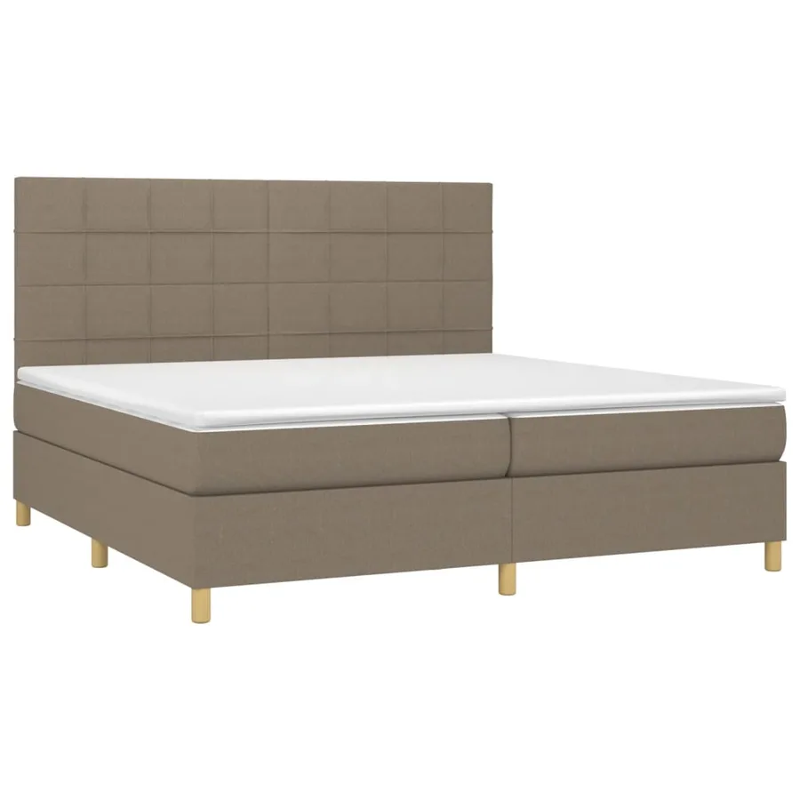 Sommier à lattes de lit et matelas et LED Taupe 200x200cm Tissu - 3