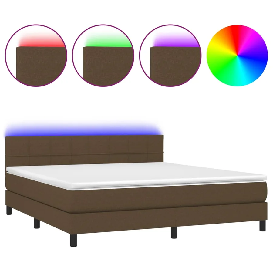 Sommier à lattes de lit matelas et LED Marron foncé 180x200cm - 2
