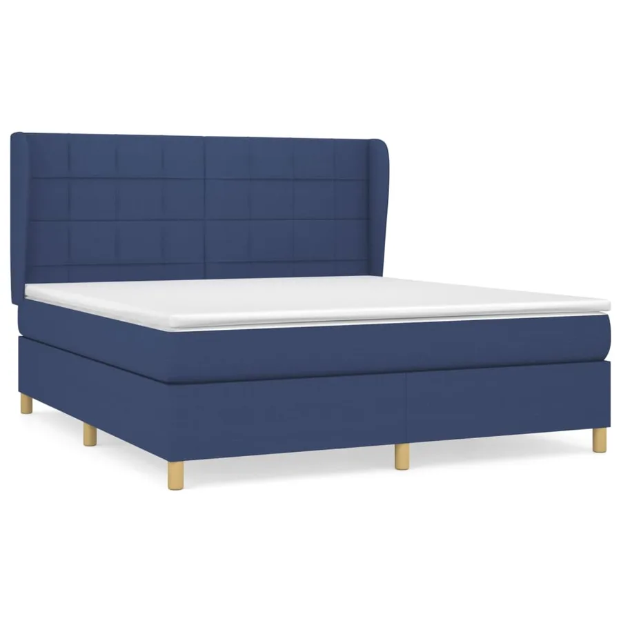 Sommier à lattes de lit avec matelas Bleu 160x200 cm Tissu - 2