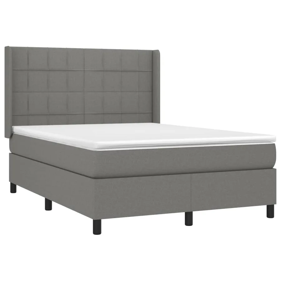 Sommier à lattes de lit matelas LED Gris foncé 140x190 cm Tissu - 4