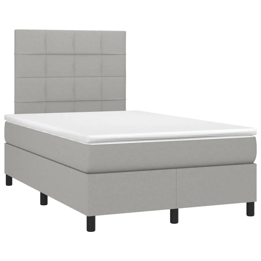 Sommier à lattes de lit et matelas et LED Gris clair 120x200 cm - 3