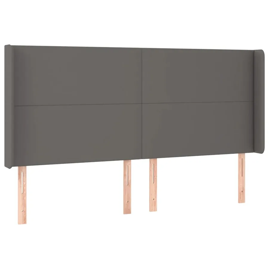 Tête de lit avec oreilles Gris 203x16x118/128 cm Similicuir - 2