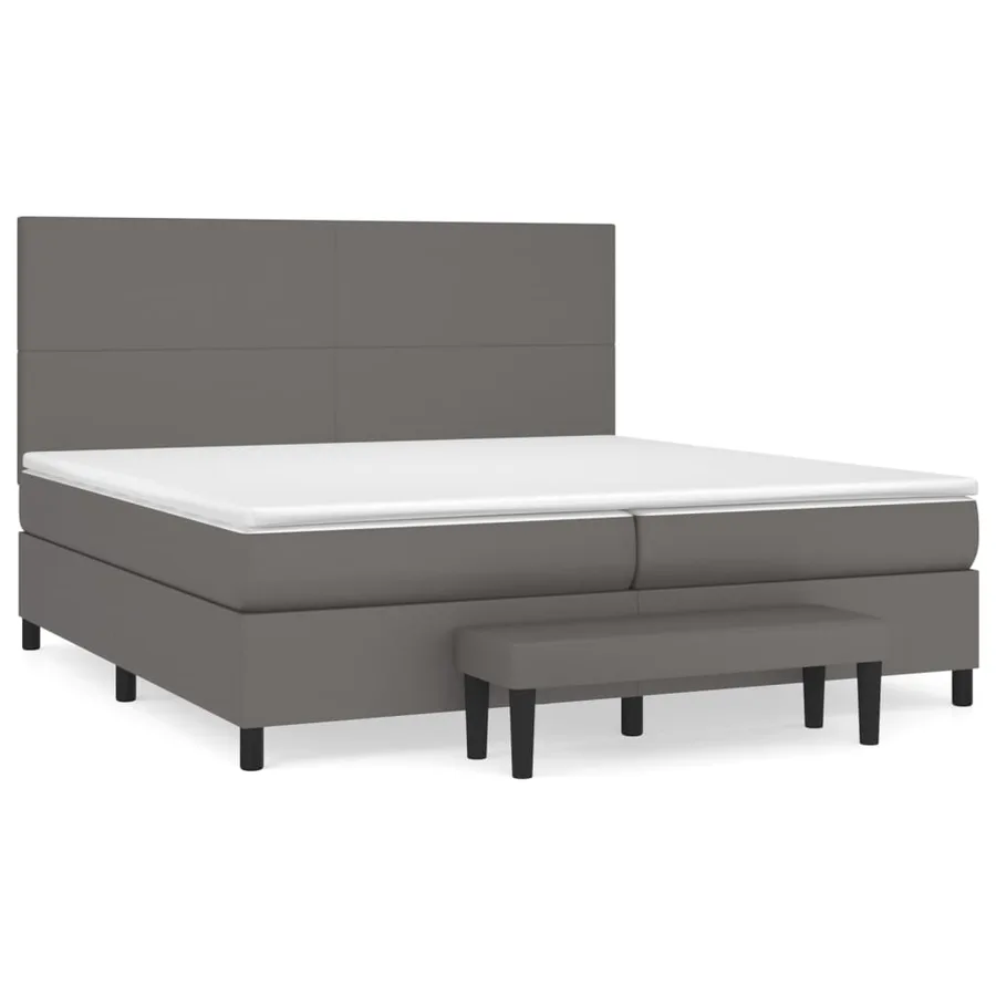 Sommier à lattes de lit avec matelas Gris 200x200 cm Similicuir - 2