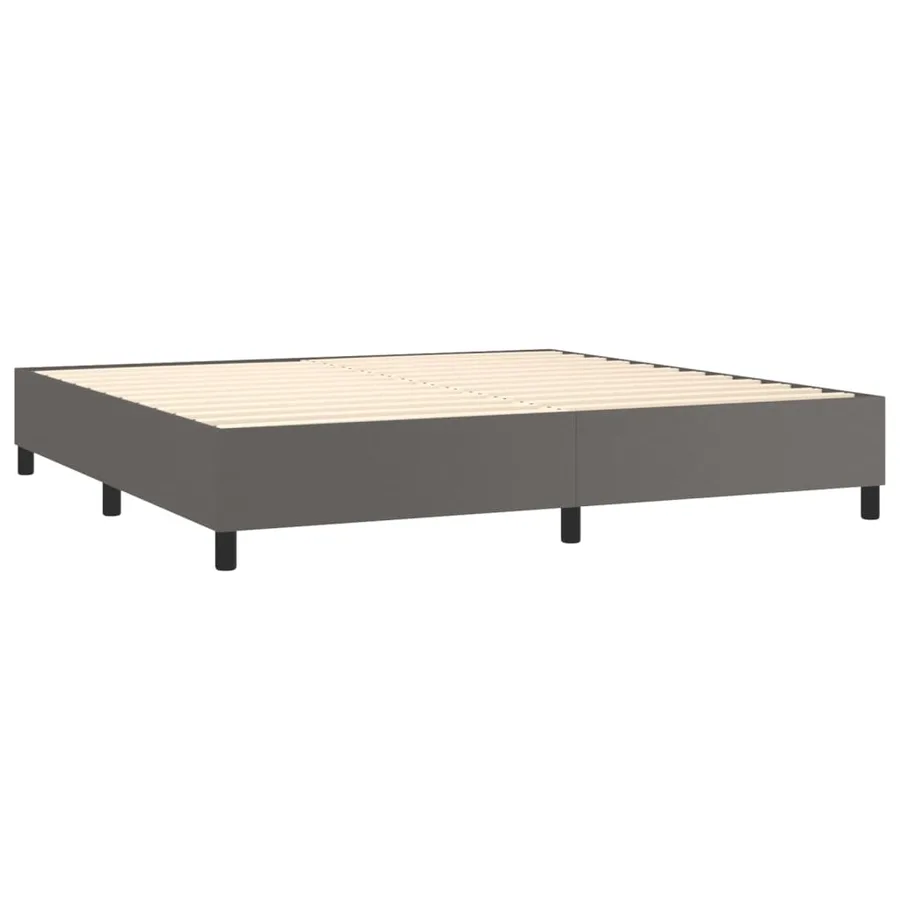 Sommier à lattes de lit avec matelas Gris 200x200 cm Similicuir - 4
