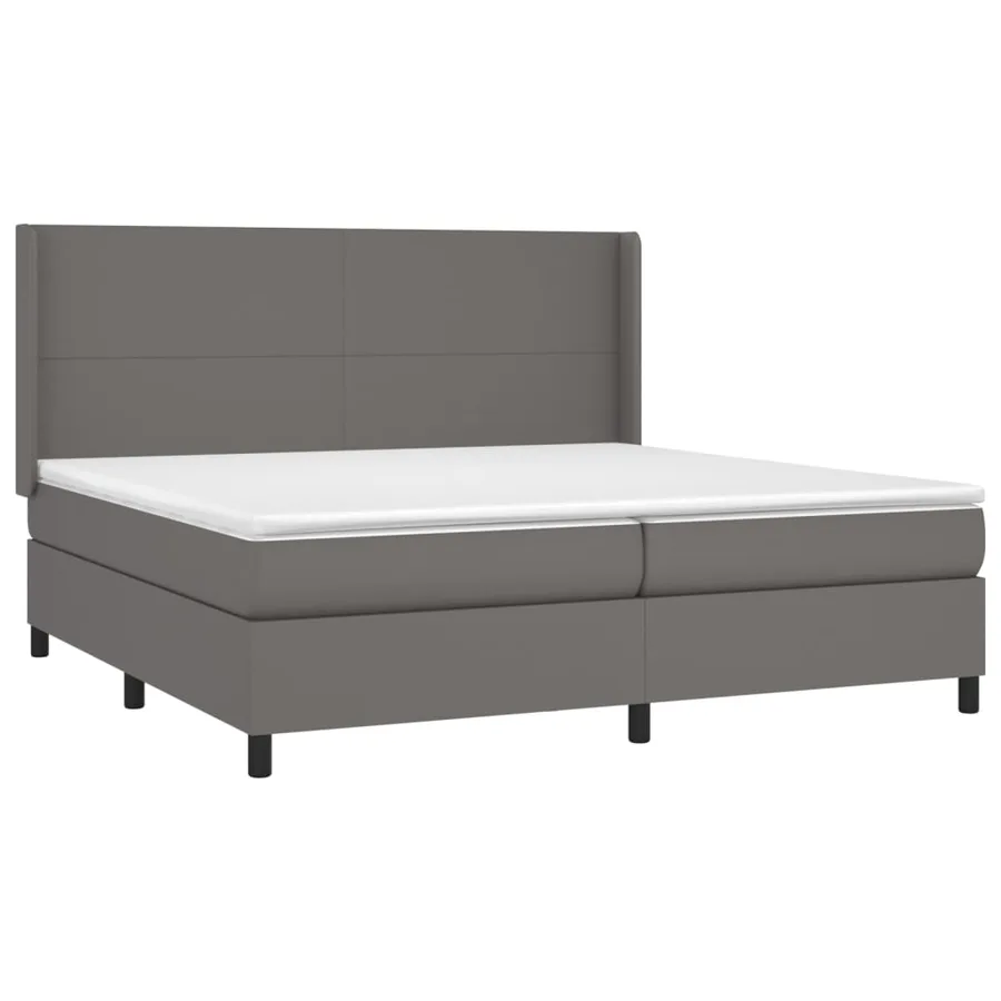 Sommier à lattes de lit matelas LED Gris 200x200 cm Similicuir - 4