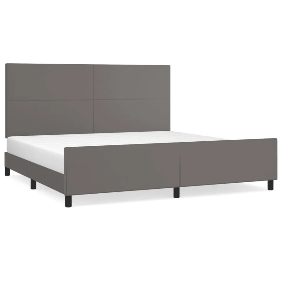 Cadre de lit sans matelas gris 200x200 cm similicuir - 2