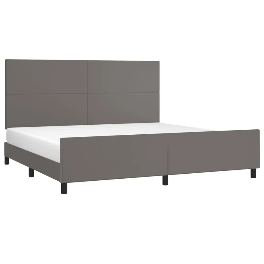 Cadre de lit sans matelas gris 200x200 cm similicuir - 3