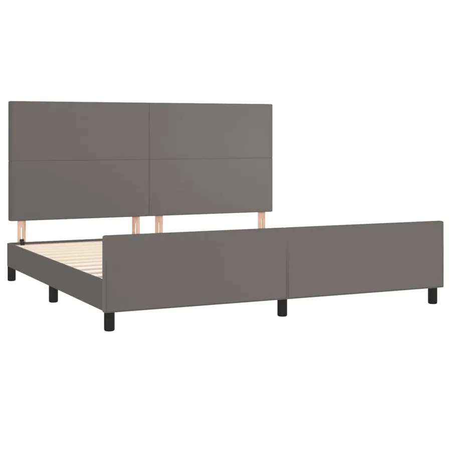 Cadre de lit sans matelas gris 200x200 cm similicuir - 4