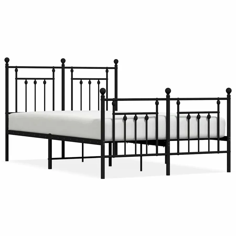 Cadre de lit métal sans matelas avec pied de lit noir 120x200cm - 2