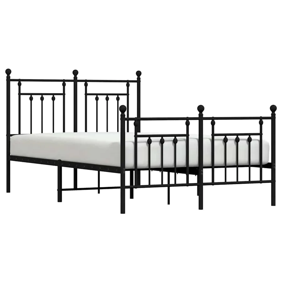 Cadre de lit métal sans matelas avec pied de lit noir 120x200cm - 5