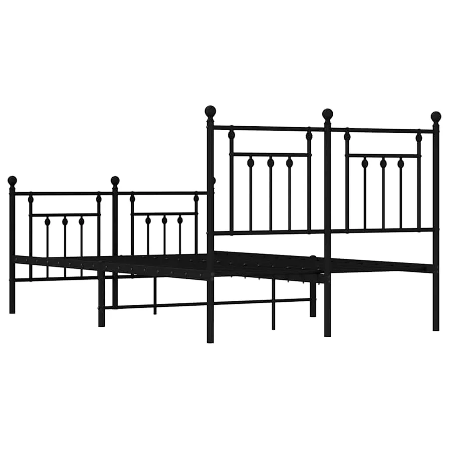 Cadre de lit métal sans matelas avec pied de lit noir 120x200cm - 8