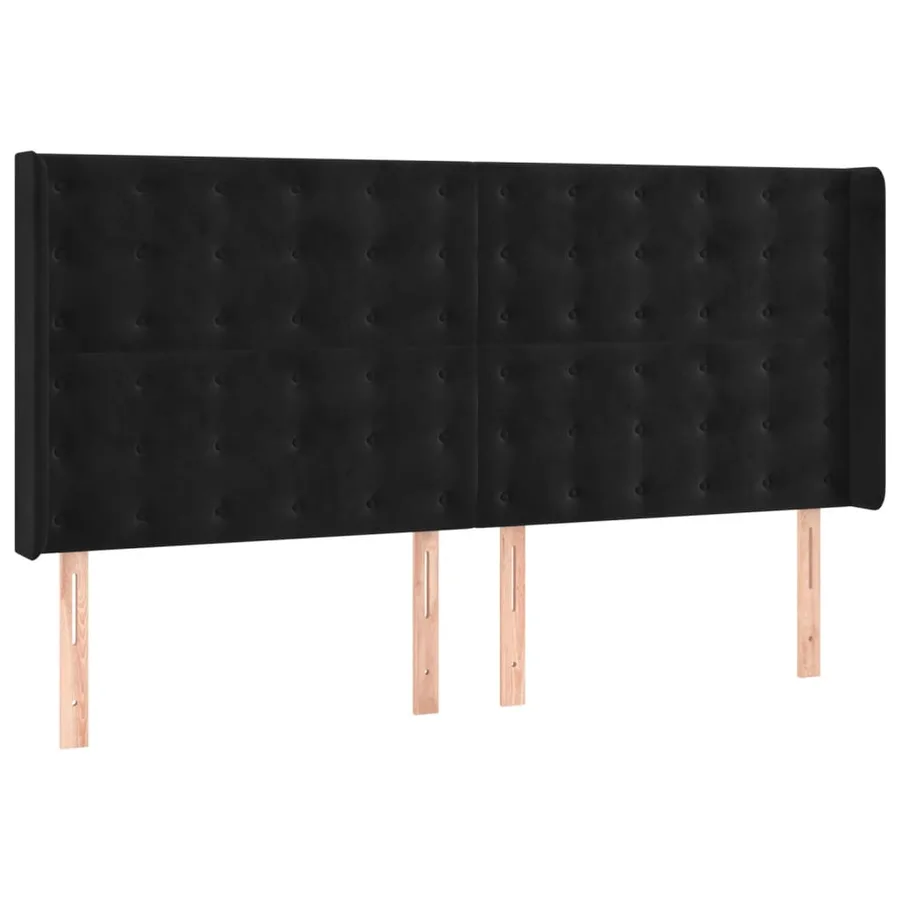 Sommier à lattes de lit matelas et LED Noir 180x200 cm Velours - 6