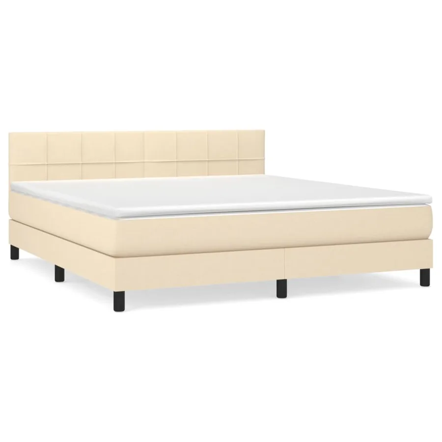 Sommier à lattes de lit avec matelas Crème 160x200 cm Tissu - 2