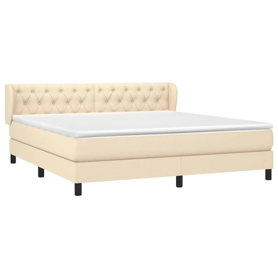 Sommier à lattes de lit avec matelas Crème 160x200 cm Tissu - 3