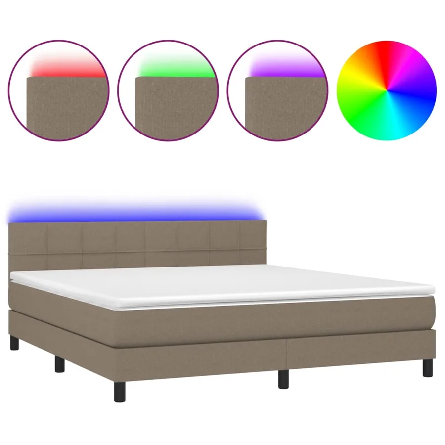 Sommier à lattes de lit avec matelas LED Taupe 160x200 cm Tissu - 2