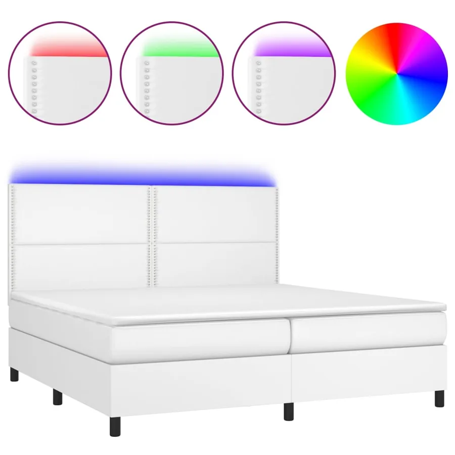 Sommier à lattes de lit avec matelas et LED Blanc 200x200 cm - 2