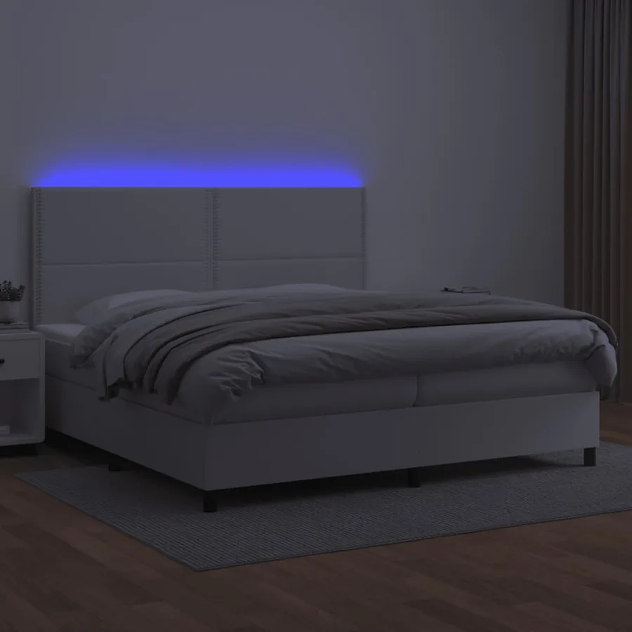 Sommier à lattes de lit avec matelas et LED Blanc 200x200 cm - 4