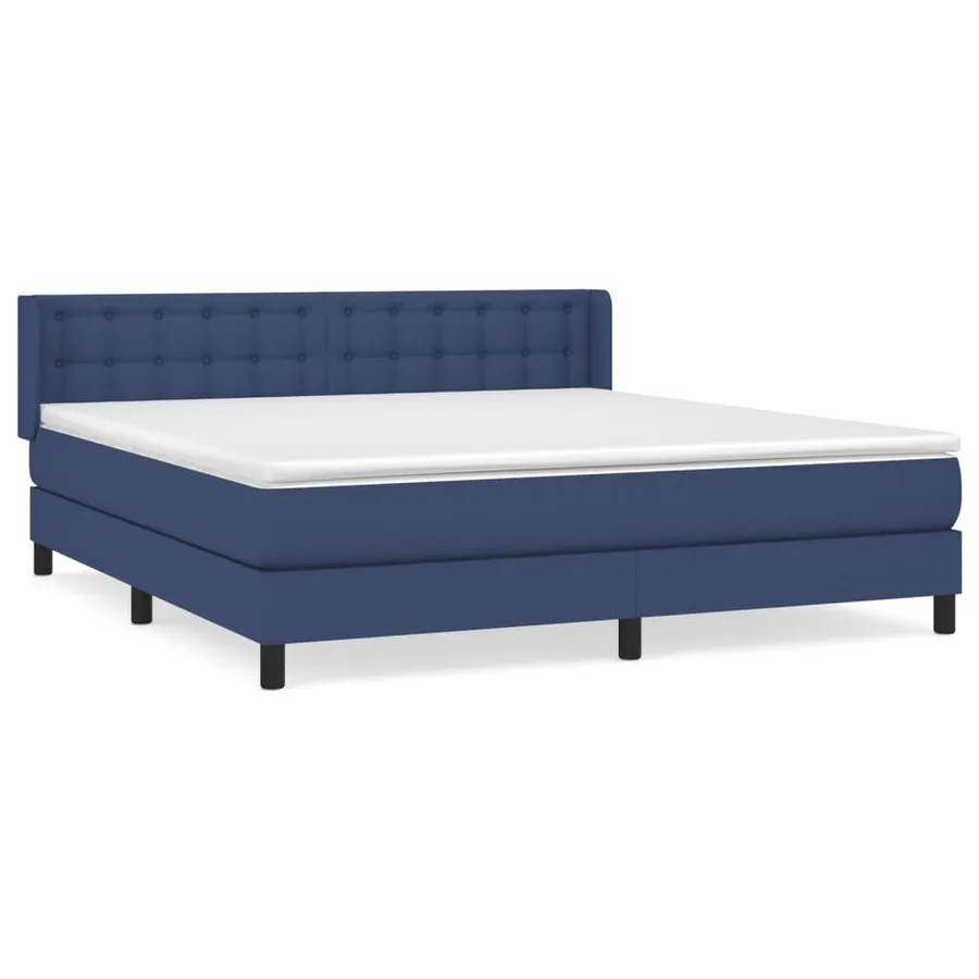 Sommier à lattes de lit avec matelas Bleu 160x200 cm Tissu - 2