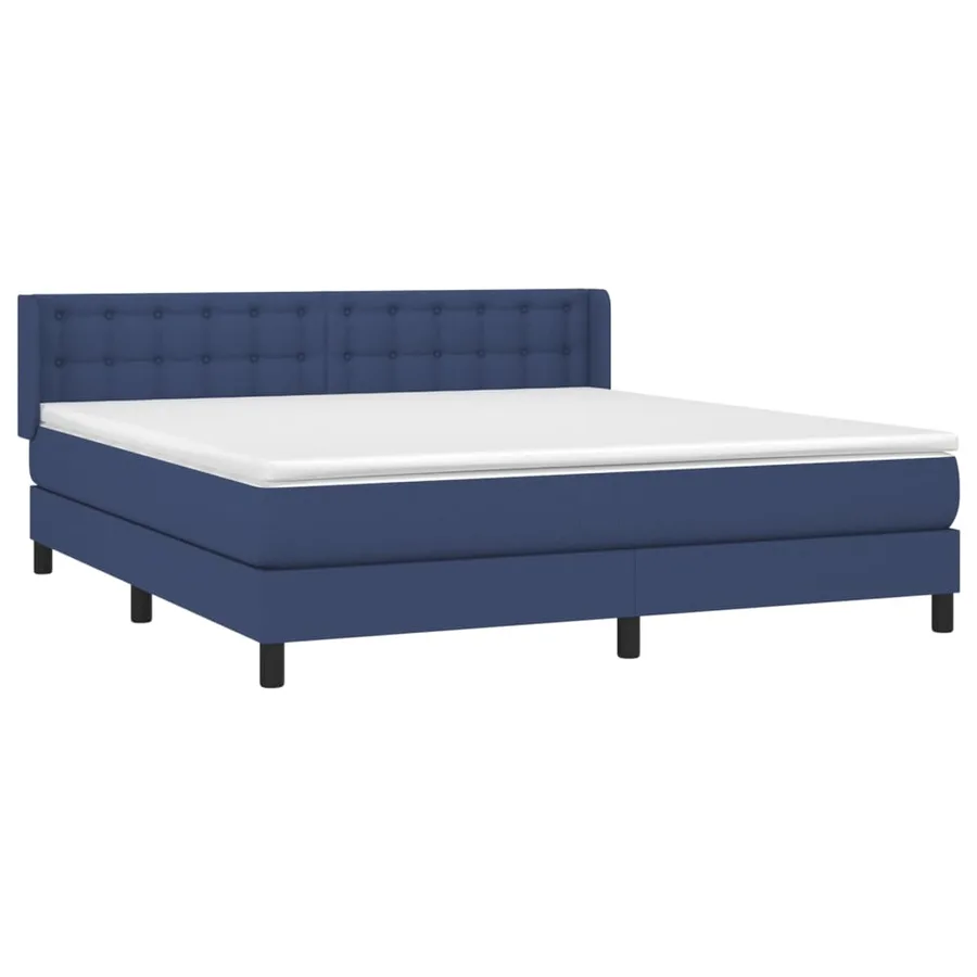 Sommier à lattes de lit avec matelas Bleu 160x200 cm Tissu - 3