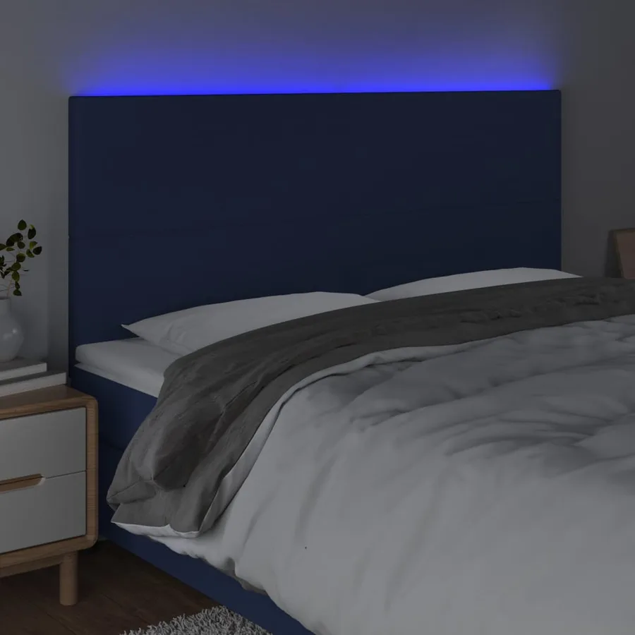 Tête de lit à LED Bleu 200x5x118/128 cm Tissu - 3