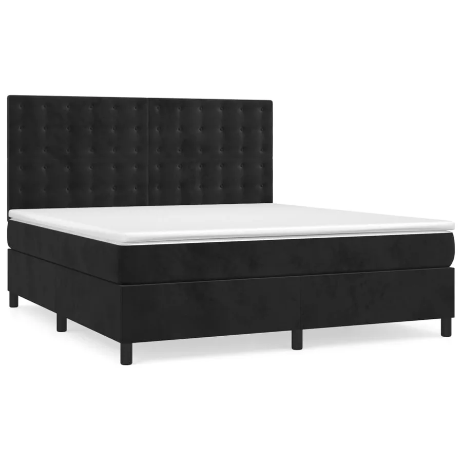 Sommier à lattes de lit avec matelas Noir 180x200 cm Velours - 2