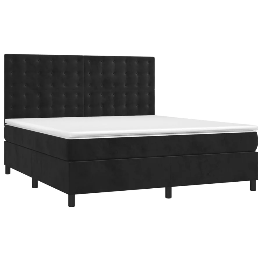 Sommier à lattes de lit avec matelas Noir 180x200 cm Velours - 3