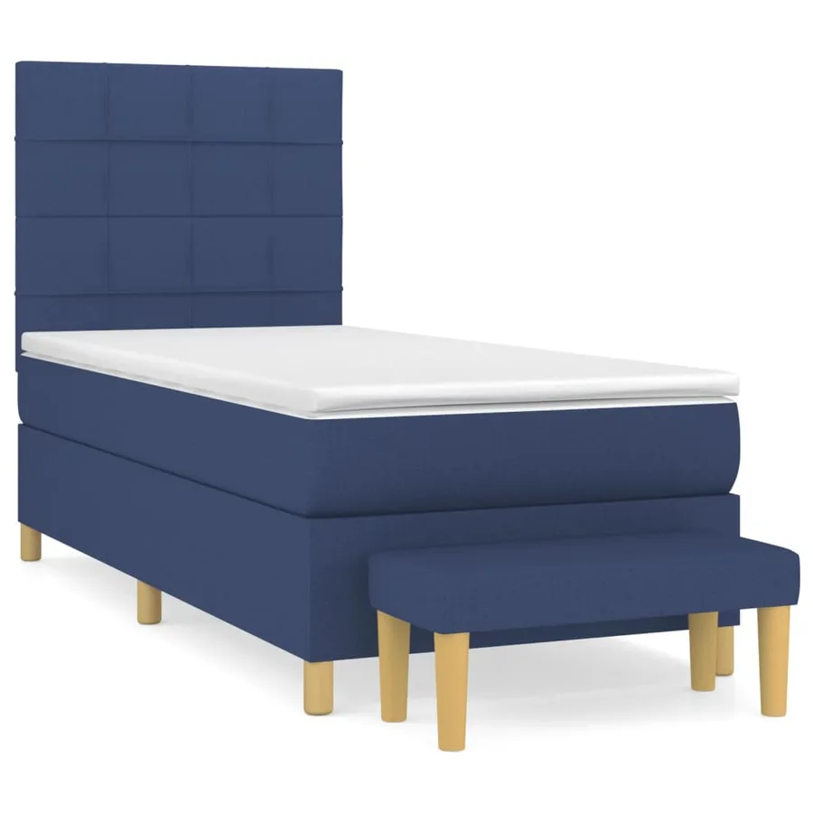 Sommier à lattes de lit avec matelas Bleu 90x200 cm Tissu - 2