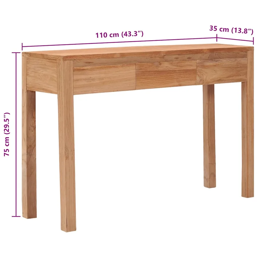 Table console 110x35x75 cm bois de teck solide - 8