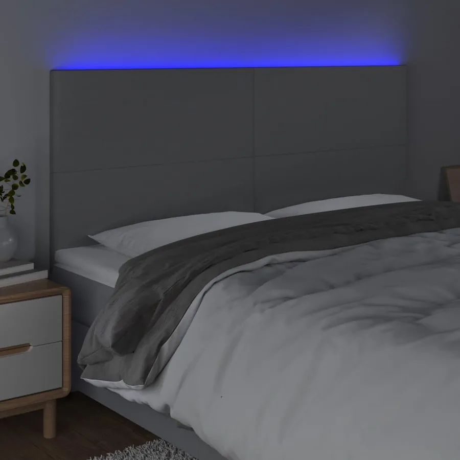 Tête de lit à LED Gris clair 180x5x118/128 cm Tissu - 3