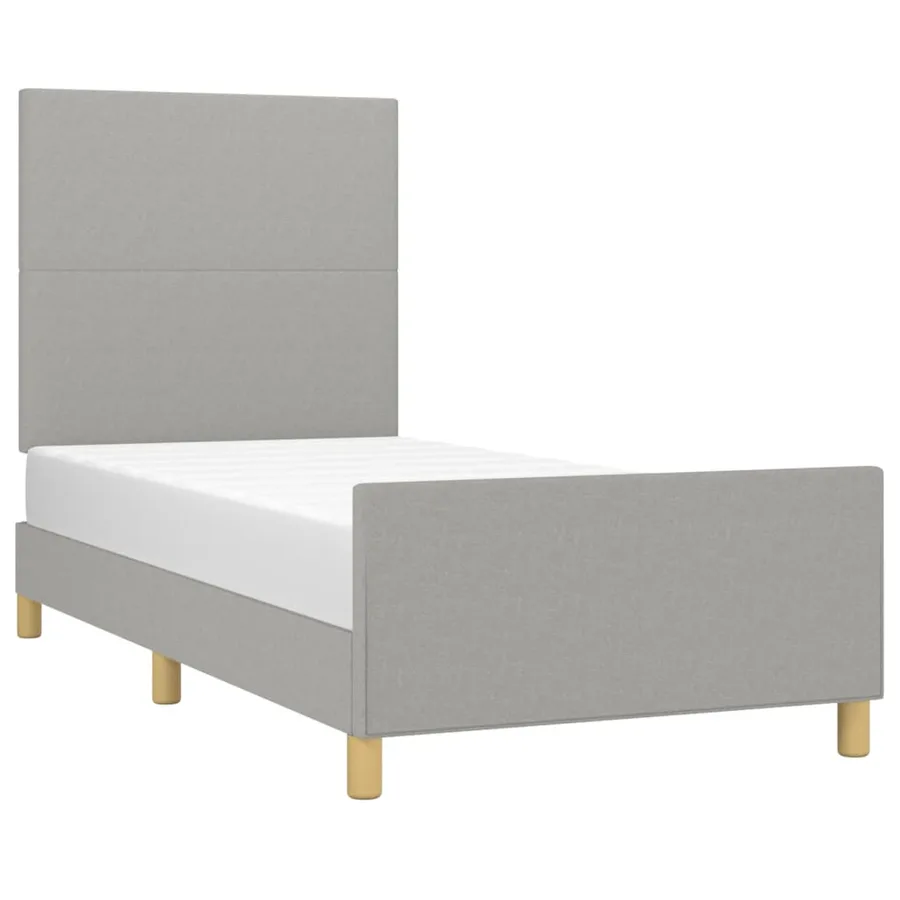 Cadre de lit sans matelas gris clair 90x200 cm tissu - 3