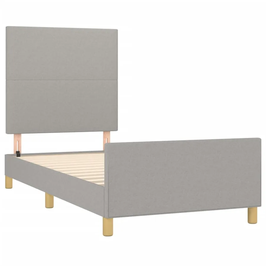 Cadre de lit sans matelas gris clair 90x200 cm tissu - 4