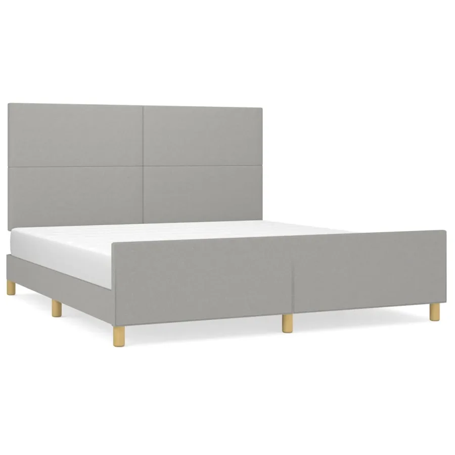 Cadre de lit sans matelas gris clair 180x200 cm tissu - 2