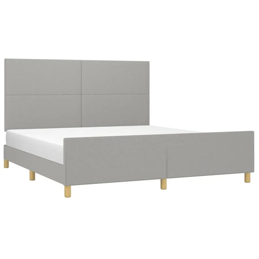 Cadre de lit sans matelas gris clair 180x200 cm tissu - 3