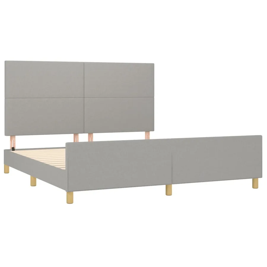 Cadre de lit sans matelas gris clair 180x200 cm tissu - 4