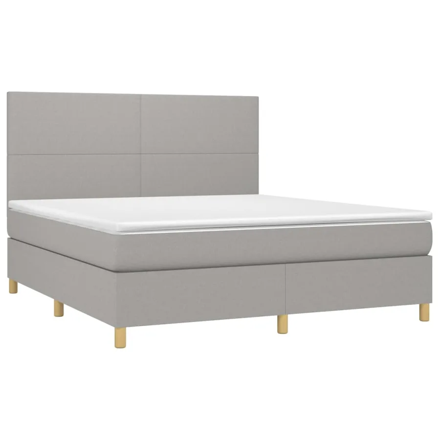 Sommier à lattes de lit et matelas et LED Gris clair 180x200 cm - 3