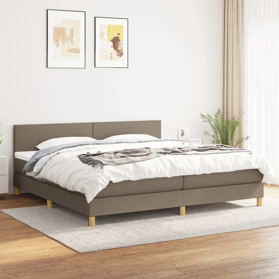 Sommier à lattes de lit avec matelas Taupe 200x200 cm Tissu