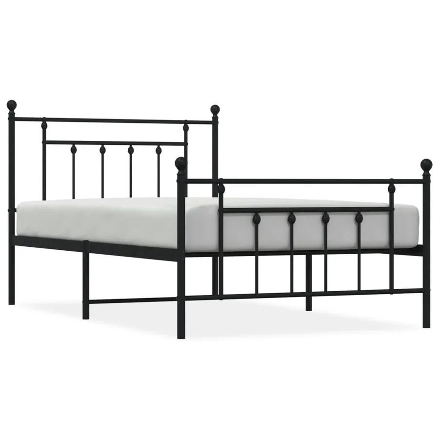 Cadre de lit métal sans matelas avec pied de lit noir 107x203cm - 2