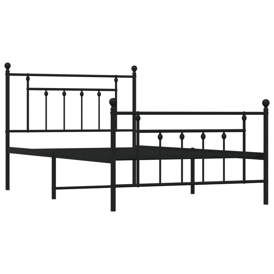 Cadre de lit métal sans matelas avec pied de lit noir 107x203cm - 3