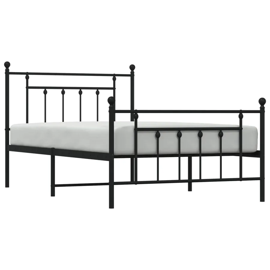 Cadre de lit métal sans matelas avec pied de lit noir 107x203cm - 5