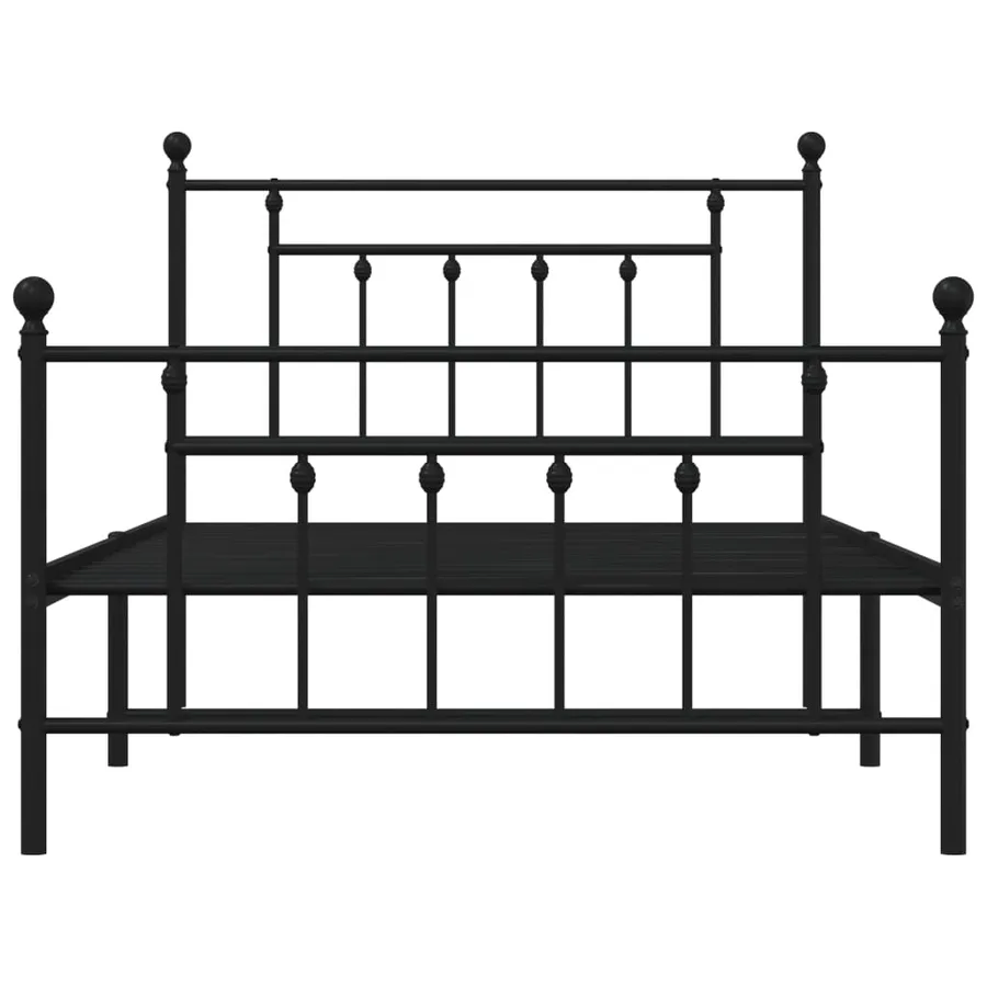 Cadre de lit métal sans matelas avec pied de lit noir 107x203cm - 6