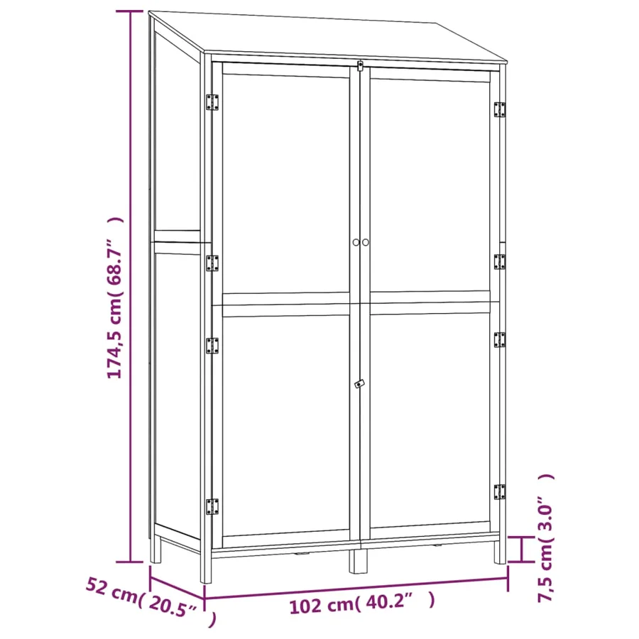 Remise de jardin Anthracite 102x52x174,5cm Bois de sapin solide - 8