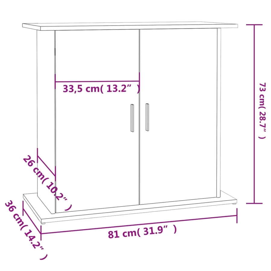 Support pour aquarium chêne fumé 81x36x73 cm bois d'ingénierie - 11